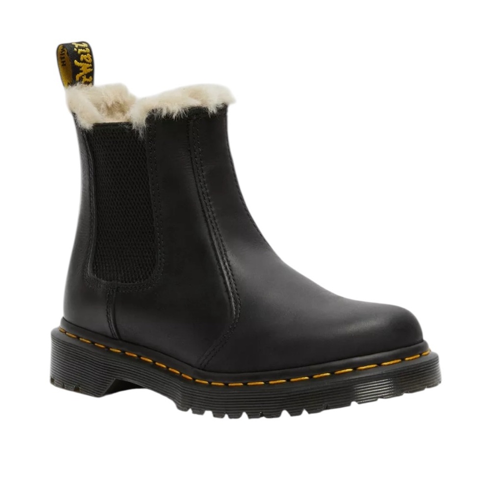 Dr Martens Leonore Faux Fur Lined Chelsea Boots in Black Sz L - Picture 2 of 14
